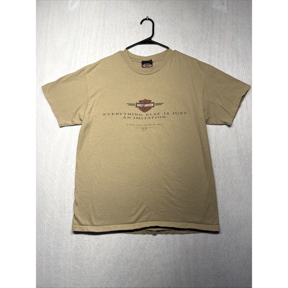 Harley-Davidson Other - Vintage 1998 Harley Davidson Genoa Ohio T Shirt Hanes Beefy-T Tan Mens Large
